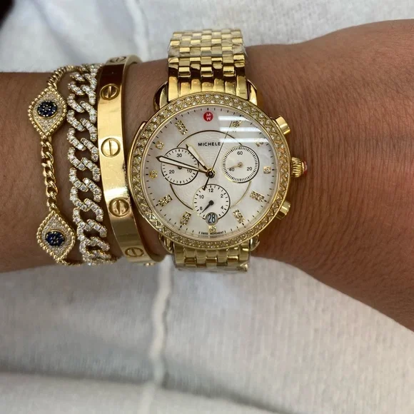 Michele | Accessories | Michele Gold Sidney Watch | Poshmark display picture 2